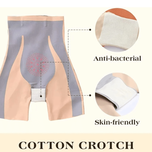 Majtki wyszczuplające z nogawkami wysoki stan z efektem uwydatnienia pośladków i fiszbinami przeciw rolowaniu GAJA cielisty 6