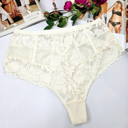 Brazyliany koronkowe wysoki stan z imitacją przewiązania plus size KAREN cielisty 2