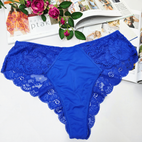 Brazyliany bawełniane z wysokim stanem plus size Daga No.2 chabrowy 1