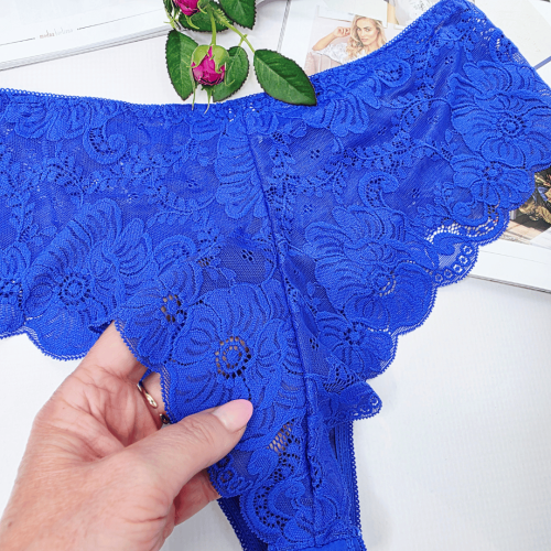 Brazyliany bawełniane z wysokim stanem plus size Daga No.2 chabrowy 2