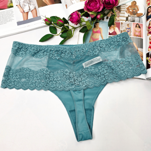 Stringi koronkowe wysoki stan plus size MONTANA morski 2
