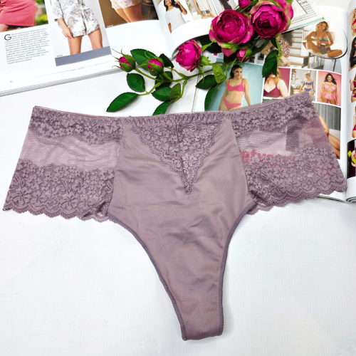 Stringi koronkowe wysoki stan plus size MONTANA wrzosowy 1