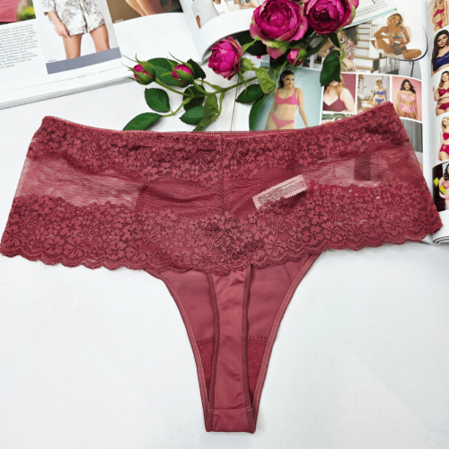 Stringi koronkowe wysoki stan plus size MONTANA ciemny brzoskwiniowy 2