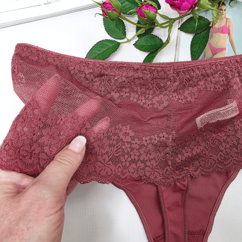 Stringi koronkowe wysoki stan plus size MONTANA ciemny brzoskwiniowy 3