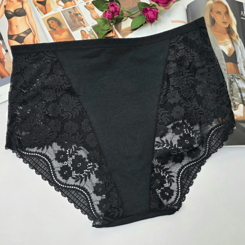 Majtki bawełniane wysoki stan plus size MIRIAM czarny 4