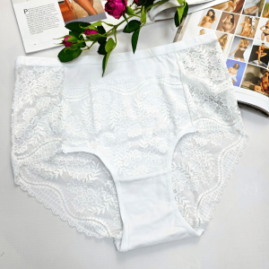 Majtki bawełniane wysoki stan plus size KSENIA biały