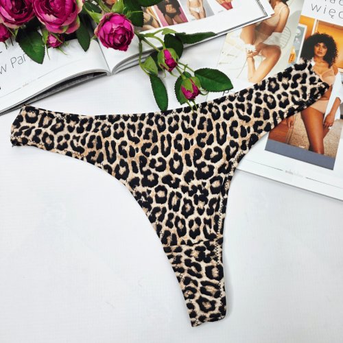 Stringi gładkie wysoki stan VIOLETTA panterka print MIX 1