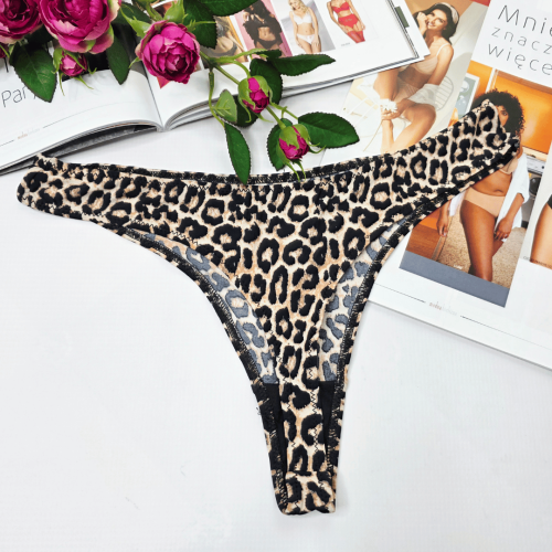 Stringi gładkie wysoki stan VIOLETTA panterka print MIX 2