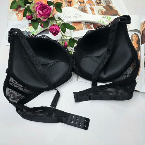 Biustonosz koronkowy push-up dwukierunkowy AURORA czarny 3