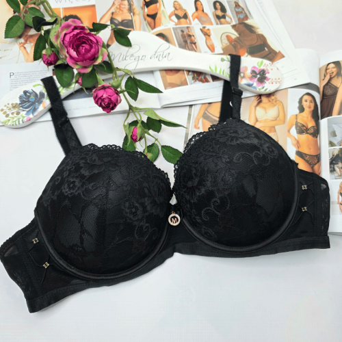 Biustonosz koronkowy push-up dwukierunkowy AURORA czarny 1