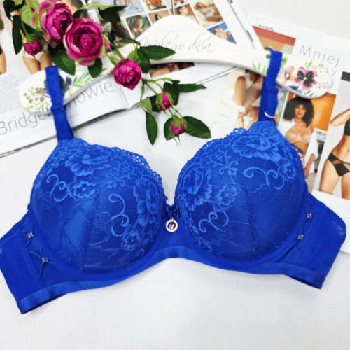 Biustonosz koronkowy push-up dwukierunkowy AURORA chabrowy 1