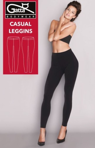 Gatta Legginsy gładkie wysoki stan podkreślające talie CASUAL czarny 1