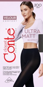 Conte Rajstopy grube matowe VELOUR 200 DEN nero