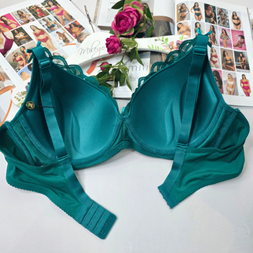 Biustonosz koronkowy mały push-up LIWIA butelkowa zieleń 4