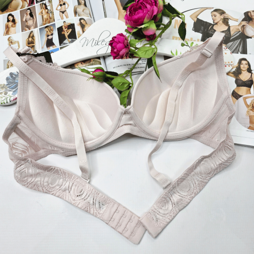 Biustonosz koronkowy lekki push-up FLORENCJA pudrowy róż 3