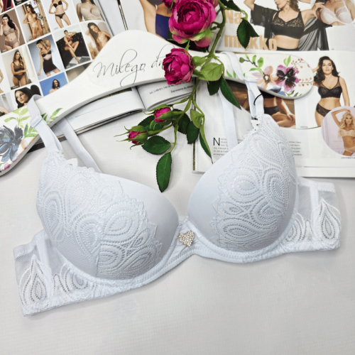 Biustonosz koronkowy lekki push-up FLORENCJA biały 1