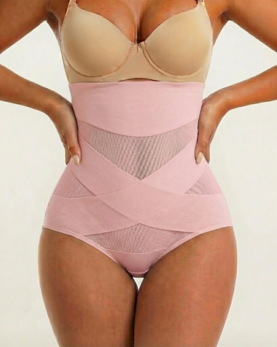 Majtki wyszczuplające brzuch bezszwowe wysoki stan plus size SARA no.3 pudrowy 1