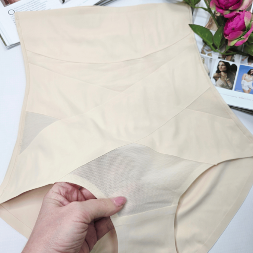 Majtki wyszczuplające brzuch bezszwowe wysoki stan plus size SARA no.3 beżowe 4