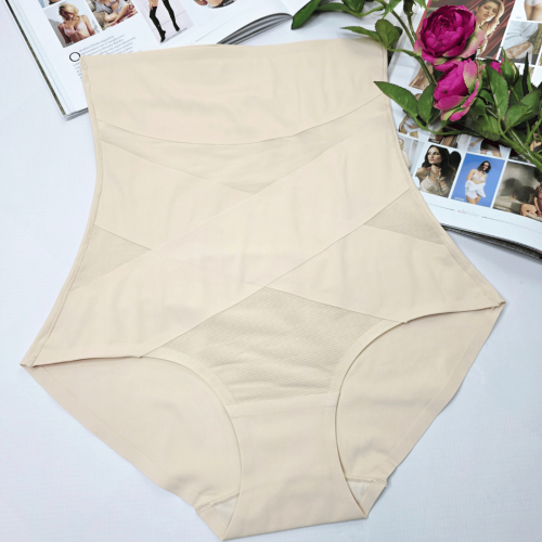 Majtki wyszczuplające brzuch bezszwowe wysoki stan plus size SARA no.3 beżowe 3