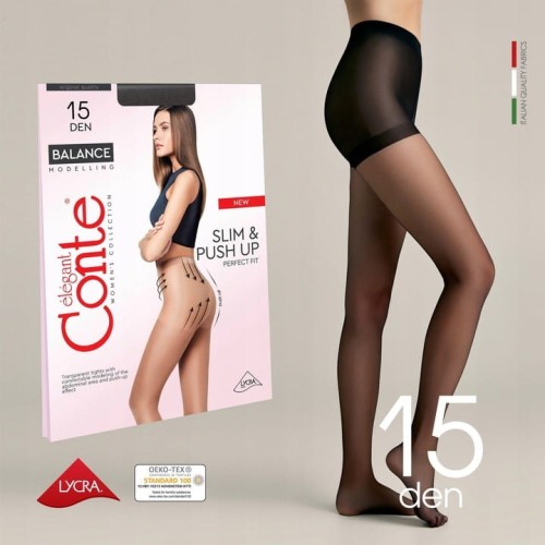 Conte Rajstopy modelujące brzuch z efektem push-up pośladków BALANCE 15 DEN natural 2