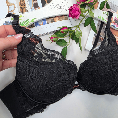 Biustonosz koronkowy push-up EMILIA czarny 2