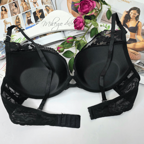 Biustonosz koronkowy push-up EMILIA czarny 3