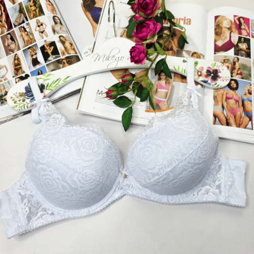 Biustonosz koronkowy push-up łapka z koronką wzdłuż ramiączek SABRINA biały 1