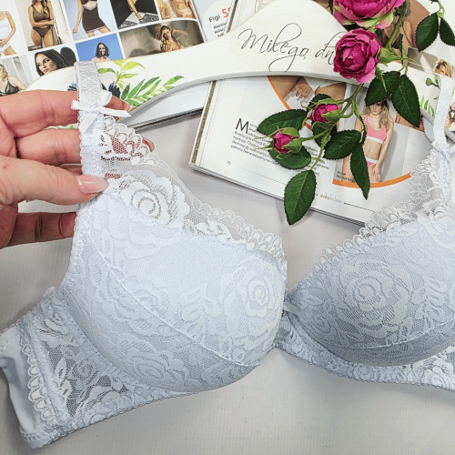 Biustonosz koronkowy push-up łapka z koronką wzdłuż ramiączek SABRINA biały 2