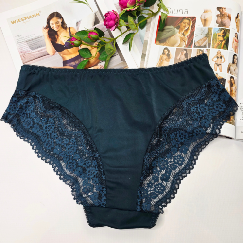 Majtki koronkowe z wysokim stanem plus size NOEMI butelkowa zieleń 2