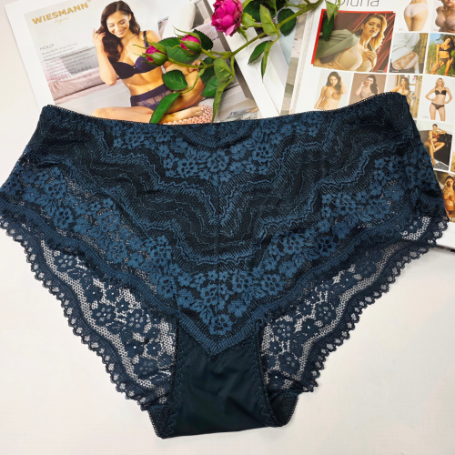Majtki koronkowe z wysokim stanem plus size NOEMI butelkowa zieleń 1