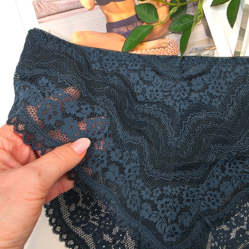 Majtki koronkowe z wysokim stanem plus size NOEMI butelkowa zieleń 3