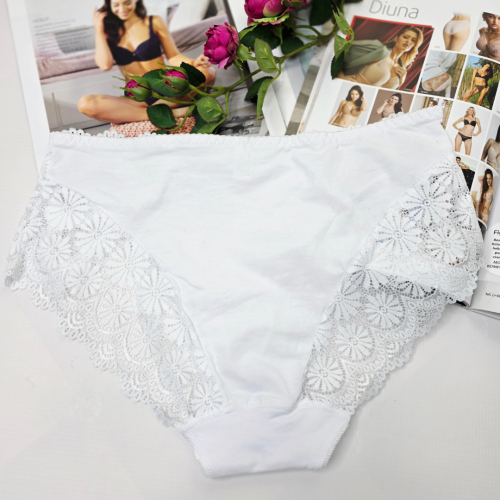 Majtki bawełniane z koronką wysoki stan plus size RITA biały 2