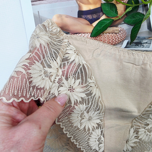 Majtki koronkowe z bawełną wyższy stan ZOJA beżowy 3