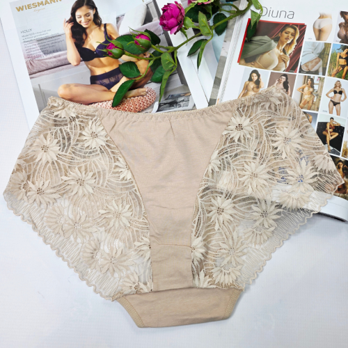 Majtki koronkowe z bawełną wyższy stan ZOJA beżowy 2
