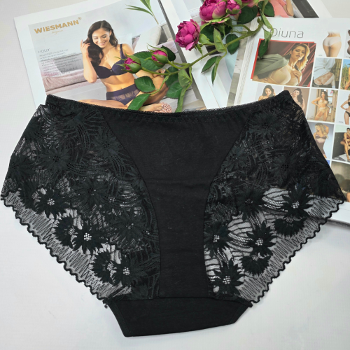 Majtki koronkowe z bawełną wysoki stan ZOJA czarny 1