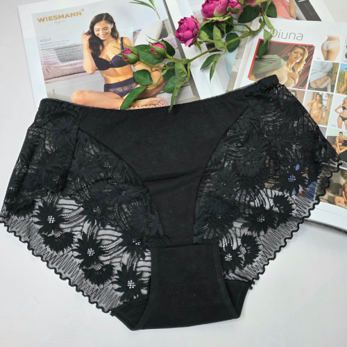 Majtki koronkowe z bawełną wysoki stan ZOJA czarny 2