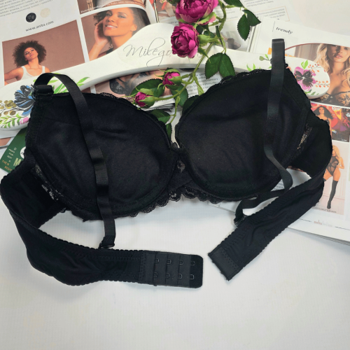 Biustonosz koronkowy push-up żelowy MARTA czarny 2