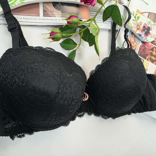 Biustonosz koronkowy push-up żelowy MARTA czarny 3
