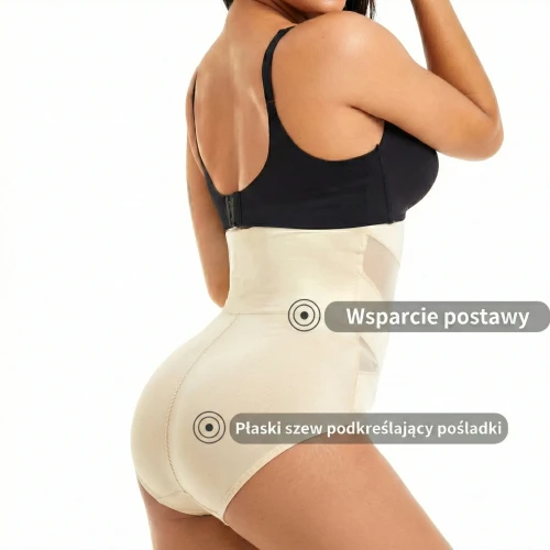 Majtki wyszczuplające brzuch wysoki stan plus size z efektem uwydatnienia pośladków SARA no.2 beżowy 5