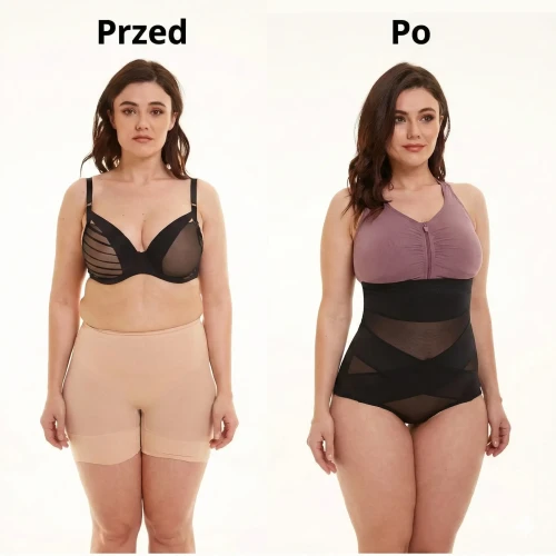 Majtki wyszczuplające brzuch wysoki stan plus size z efektem uwydatnienia pośladków SARA no.2 beżowy 6