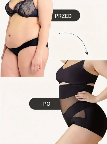 Majtki wyszczuplające brzuch wysoki stan plus size z efektem uwydatnienia pośladków SARA no.2 czarny 5