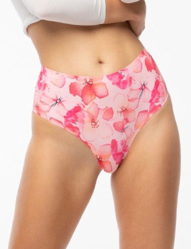 Julimex Brazyliany bezszwowe wysoki stan MALLOW SIMPLE BRASIL MAXI różowy/kwiatki 2