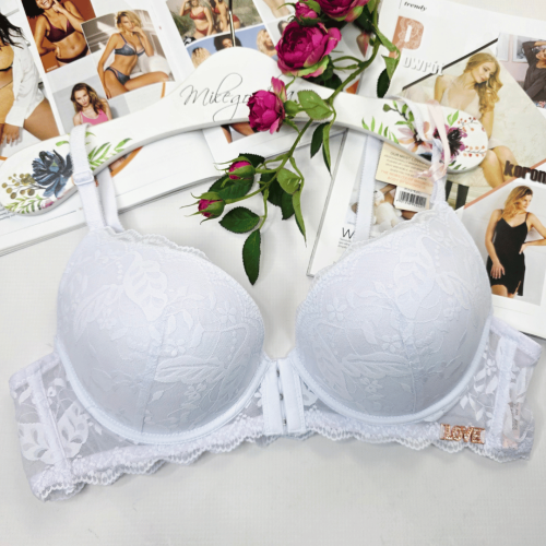 Biustonosz zapinany z przodu koronkowy RITA ecru 3