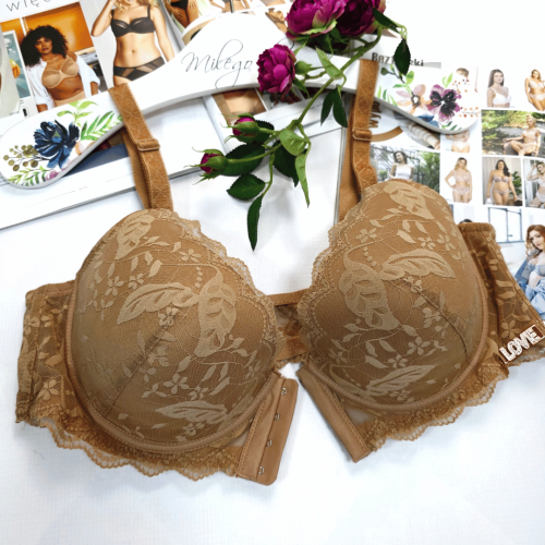 Biustonosz zapinany z przodu koronkowy RITA capucino 3