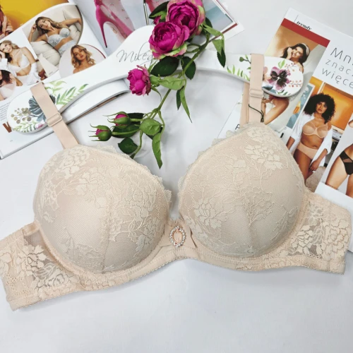 Biustonosz koronkowy push-up łapka WIRGINIA cielisty 1