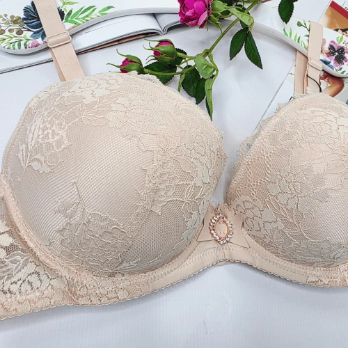 Biustonosz koronkowy push-up łapka WIRGINIA cielisty 2