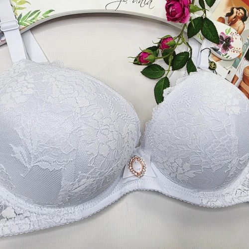 Biustonosz koronkowy push-up łapka WIRGINIA biały 1