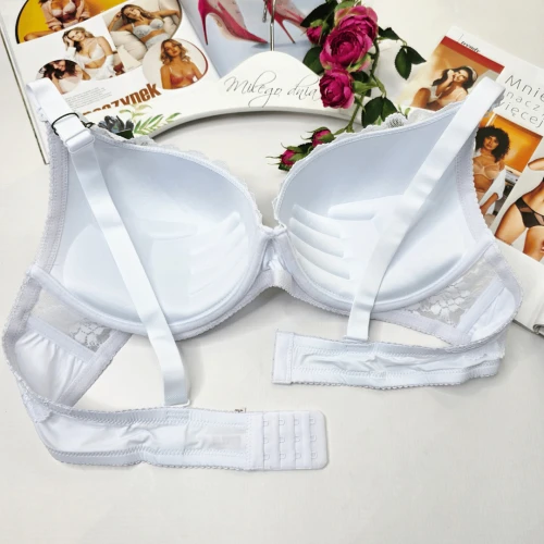 Biustonosz koronkowy push-up łapka WIRGINIA biały 2