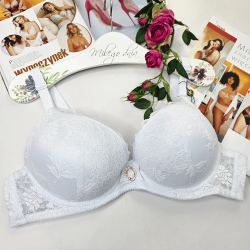 Biustonosz koronkowy push-up łapka WIRGINIA biały 3