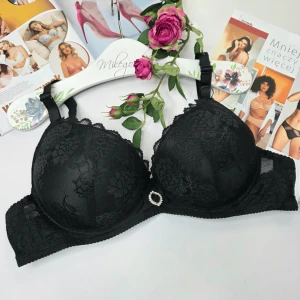  Biustonosz koronkowy push-up łapka WIRGINIA czarny
